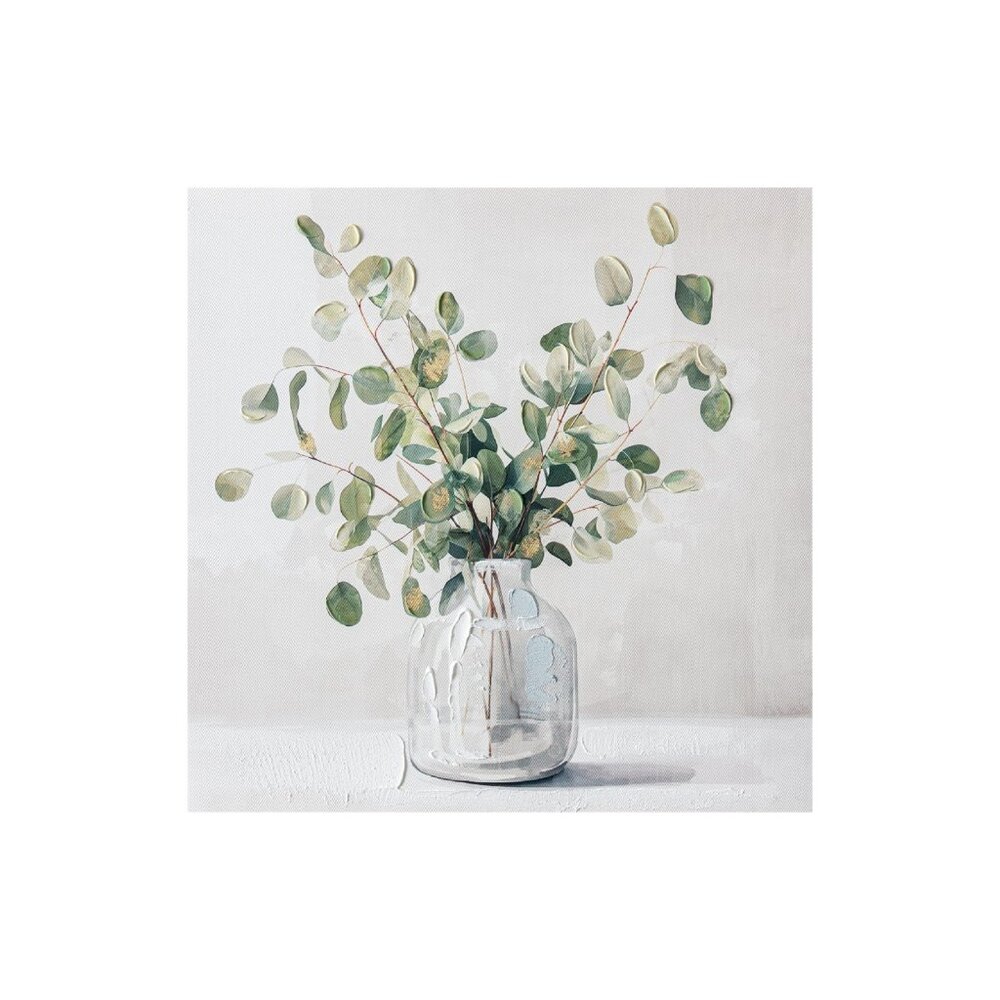 Green Botanical Unframed Canvas Wall Art 16" X 16"